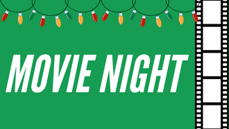 "movie night" with christmas lights and film strip