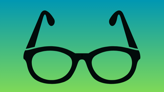 eyeglasses on a lime green and blue background