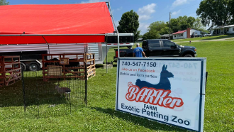 barker farms sign and tent
